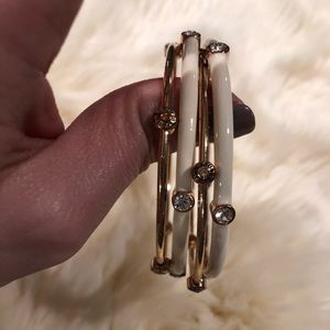 Henri Bendel bangle set- rose gold & ivory enamel